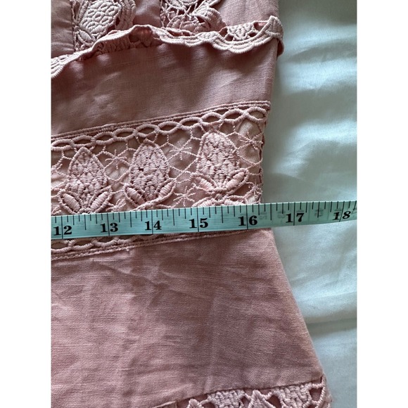 NWT Endless Rose Plunging Lace Trim Puff Sleeve Dress Dusty Pink Size L - Picture 5 of 11